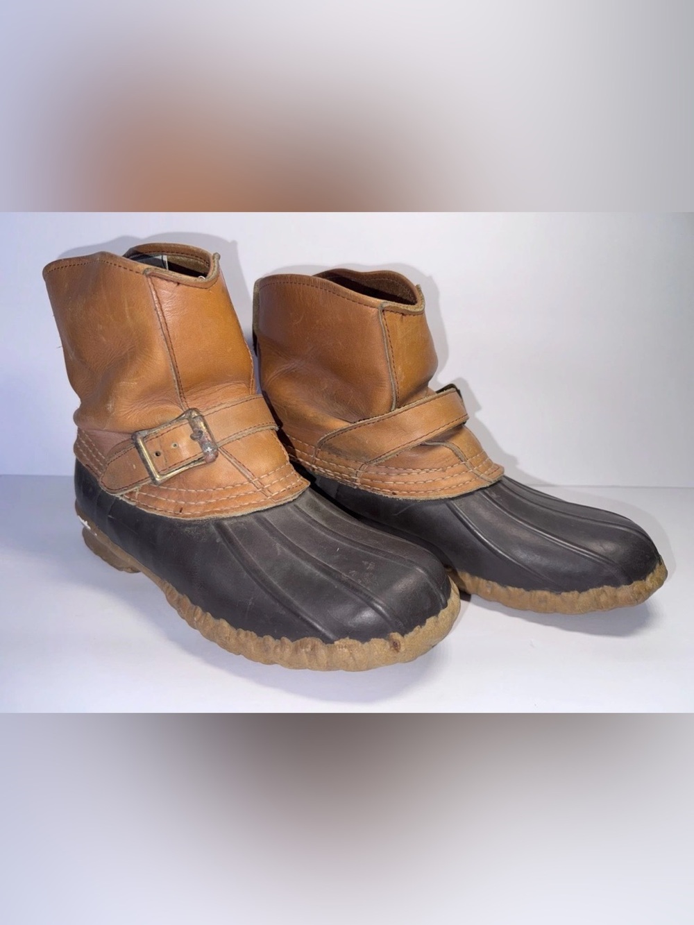 L.L. Bean Vintage Leather Strap Buckle Rain Duck Boots Womens 7 M USA